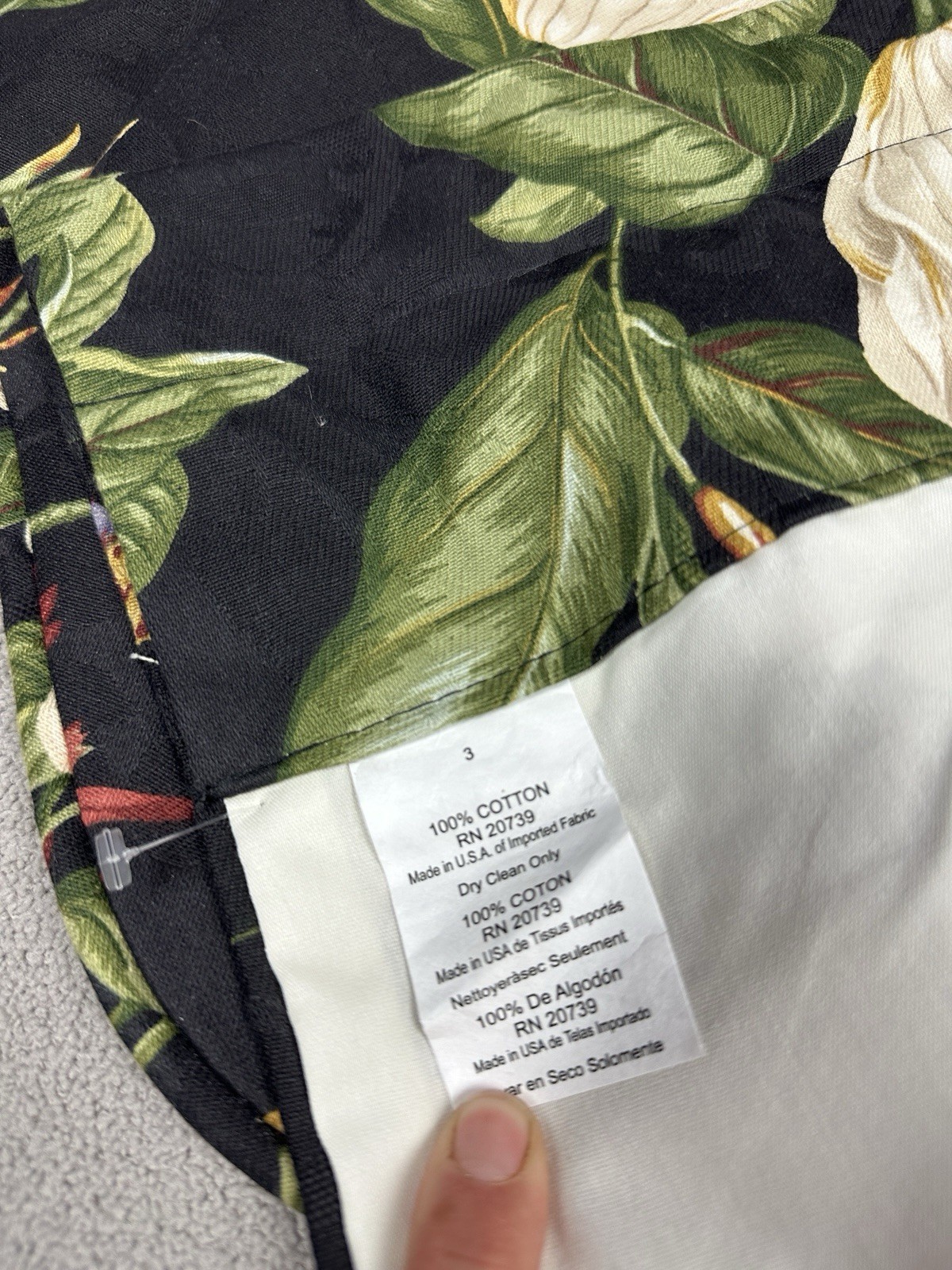 1pc Black Garden Images Left Valance Scalloped Edge 17×49” Lined USA Made