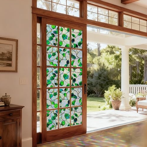 Rainbow Window Privacy Film,Heat Control,UV Blocking,Anti 17.5*78.5 Green&blue
