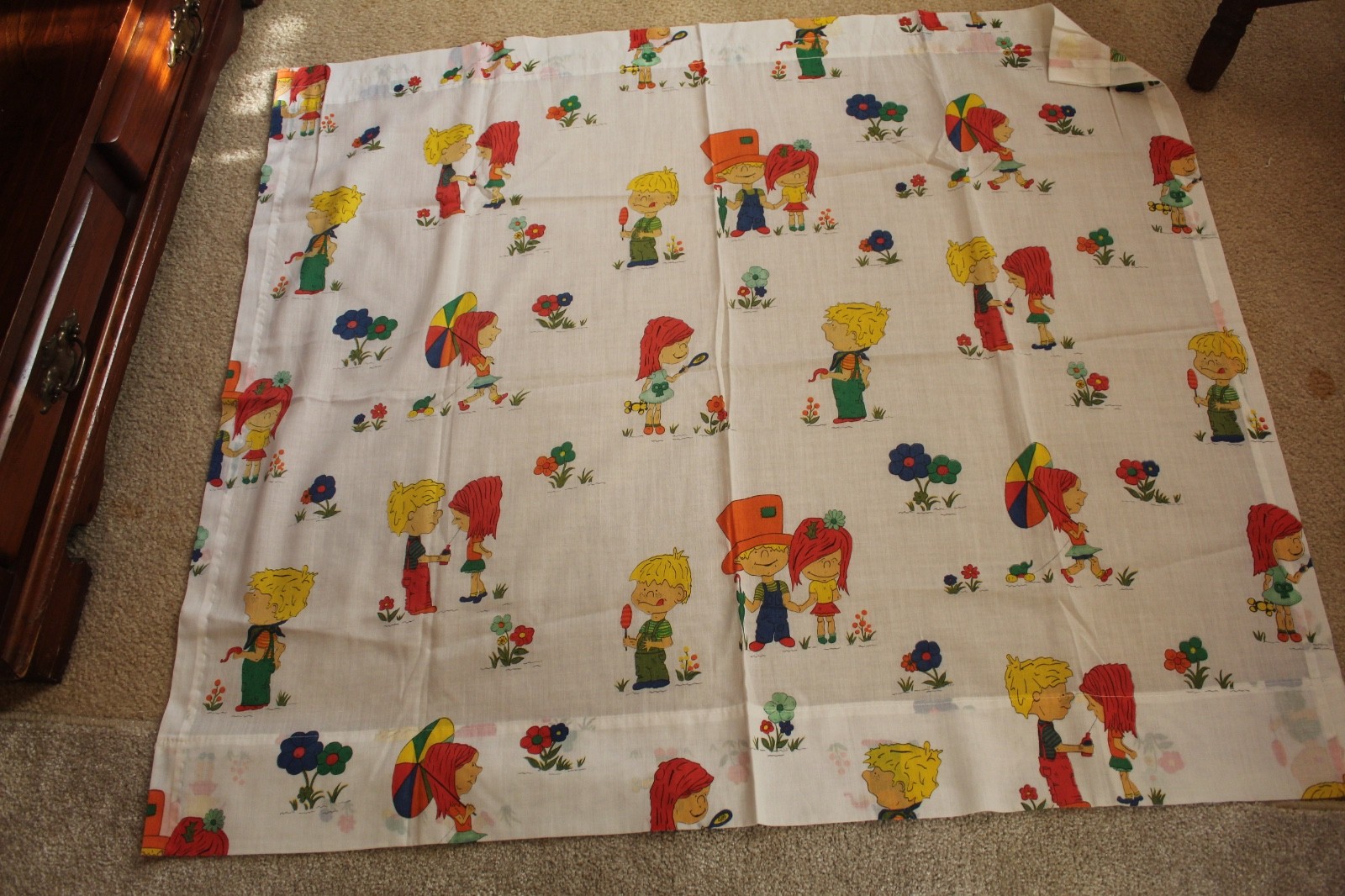 2 VTG SETS 4 PANELS 35L X 42W +2 VALANCE 66W X 13 L GIRLS ROOM CURTAINS EC