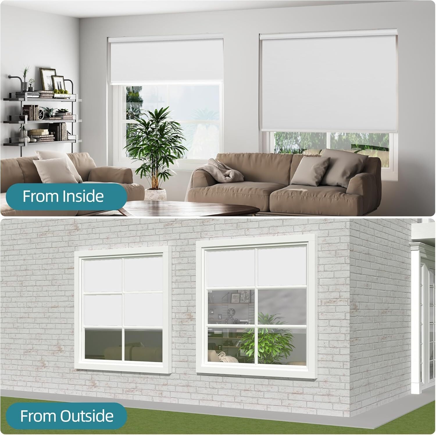 Changshde CUSTOM 100% Blackout Cordless Window Blinds Roller Shade Roll-up Blind