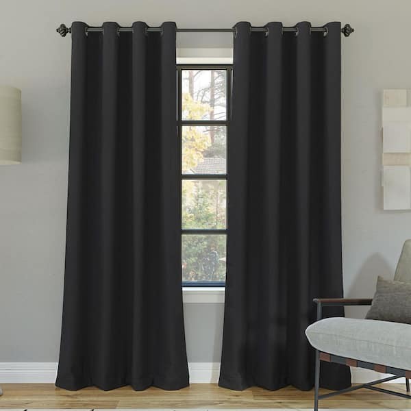 52″x108″ Sun Zero 100% Blackout Oslo Theater Grade Grommet Curtain Coal Gray