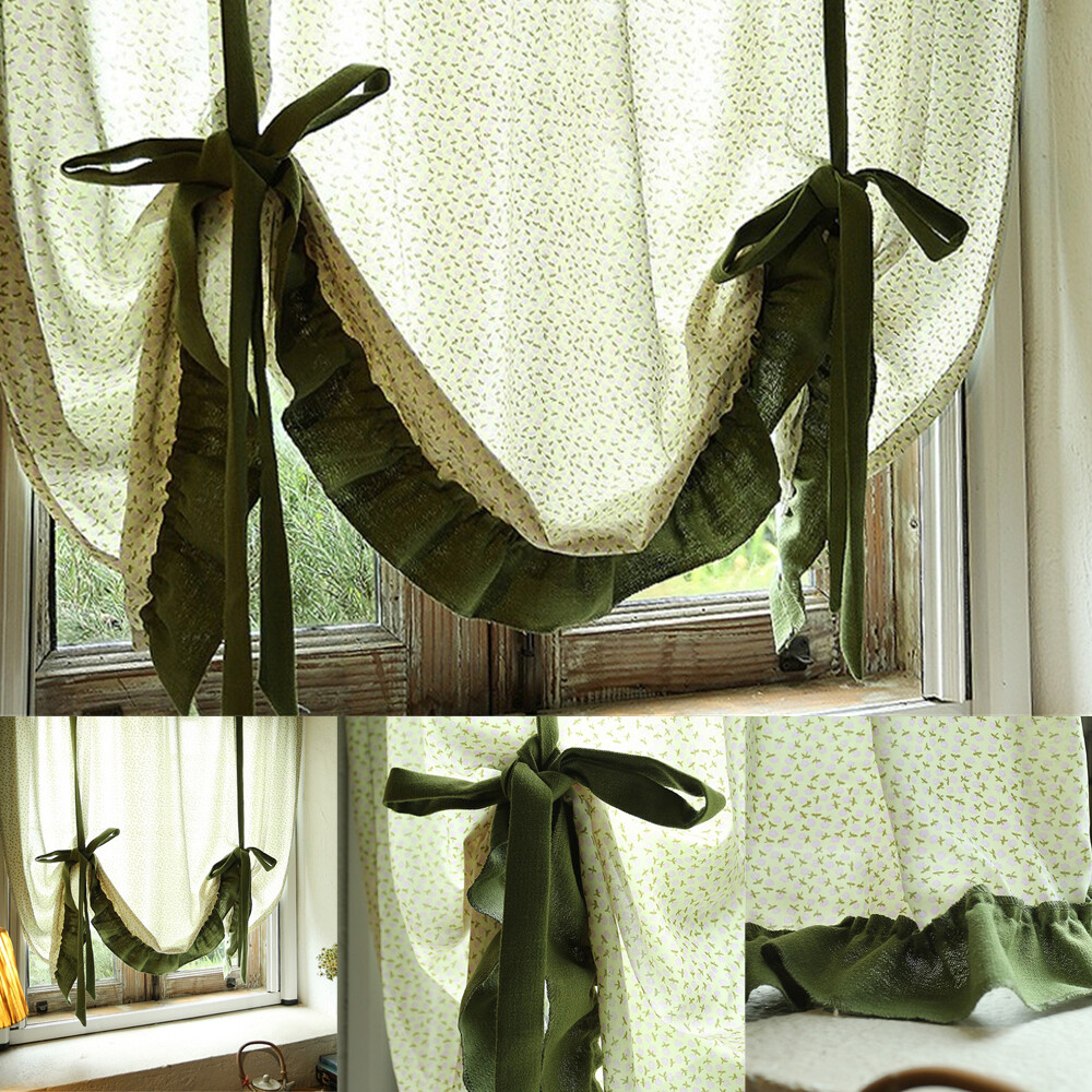 Bohemian Short Curtain Tie-Up Print Window Cafe Cabinet Drape Valance Home Decor