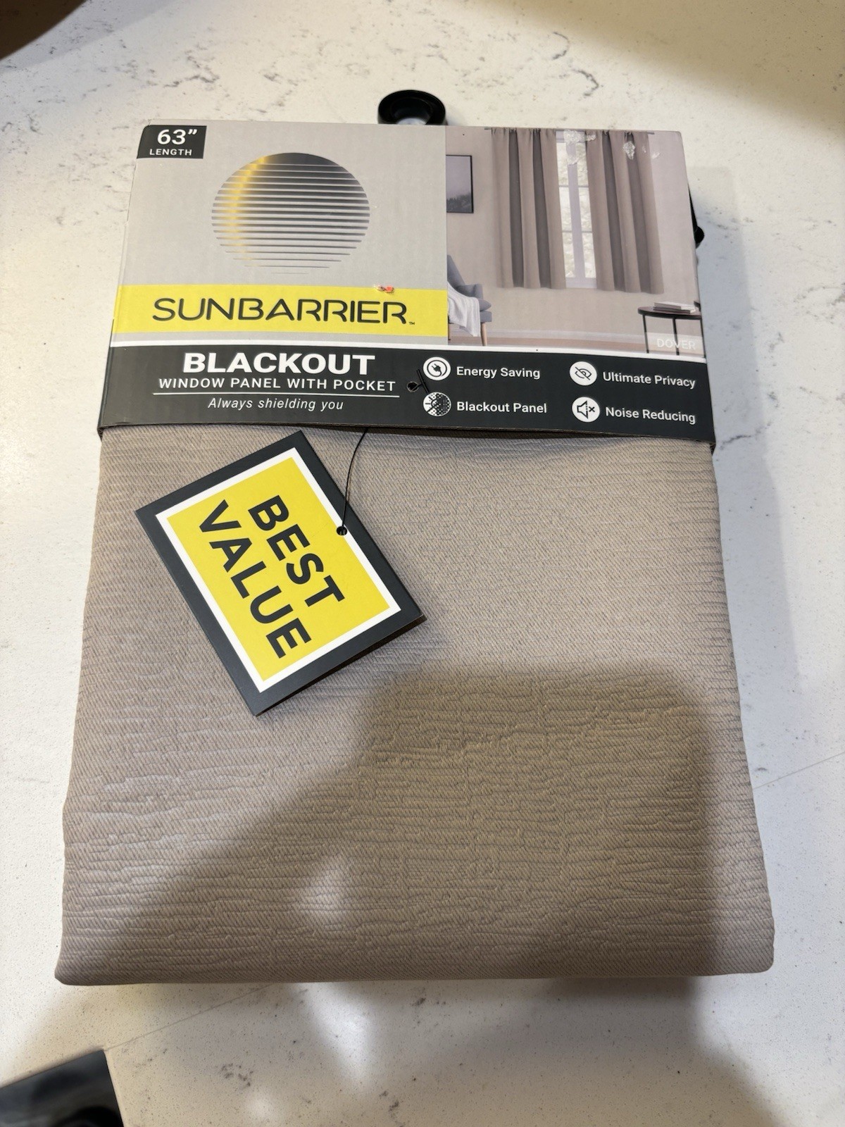 Sunbarrier Blackout Panel 37 x 63 in Beige Polyester Rod Pocket Modern Curtain