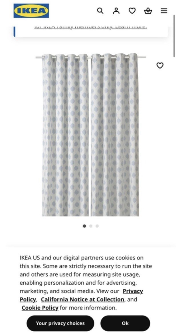 IKEA ANTENNMAL Light Filtering Blue/White Grommet Curtain 145x250cm 6 panels