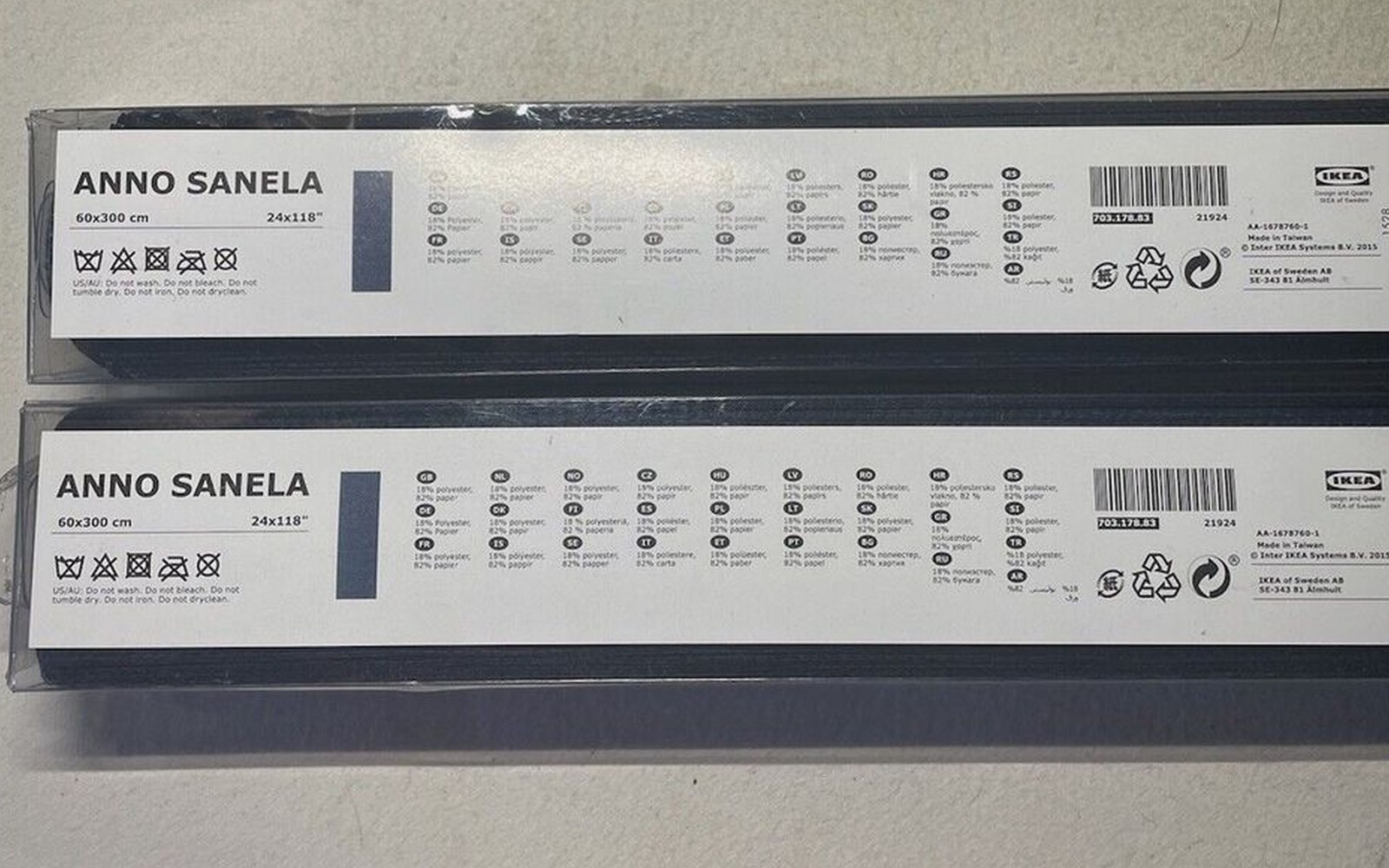 IKEA Anno Sanela Window Blind Curtain Panels Set of 2 BLUE 60x300cm 24x118in
