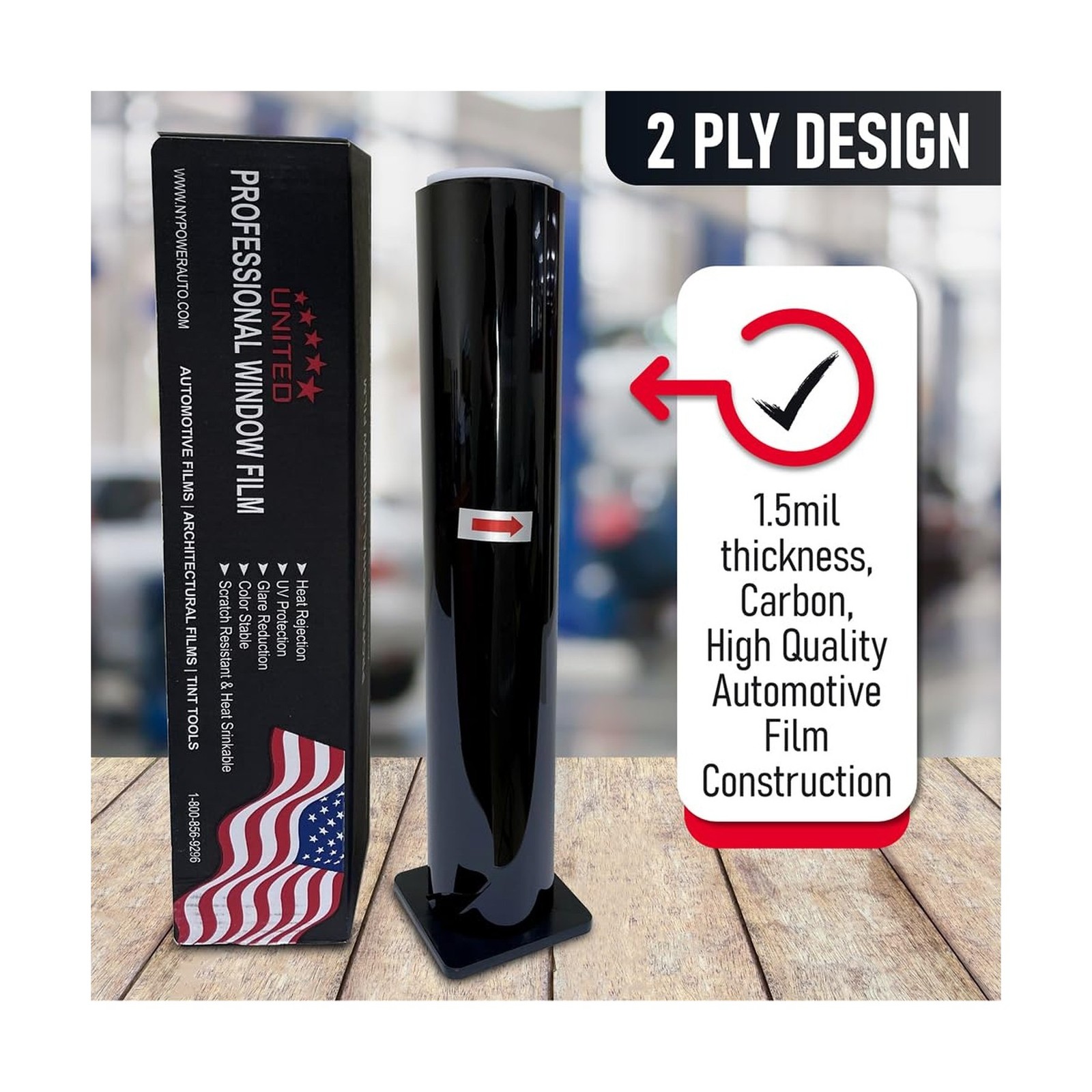 United Window Tint 24″In 100’Ft Nano Carbon 2Ply Charcoal 20% VLT – Clear Pol…