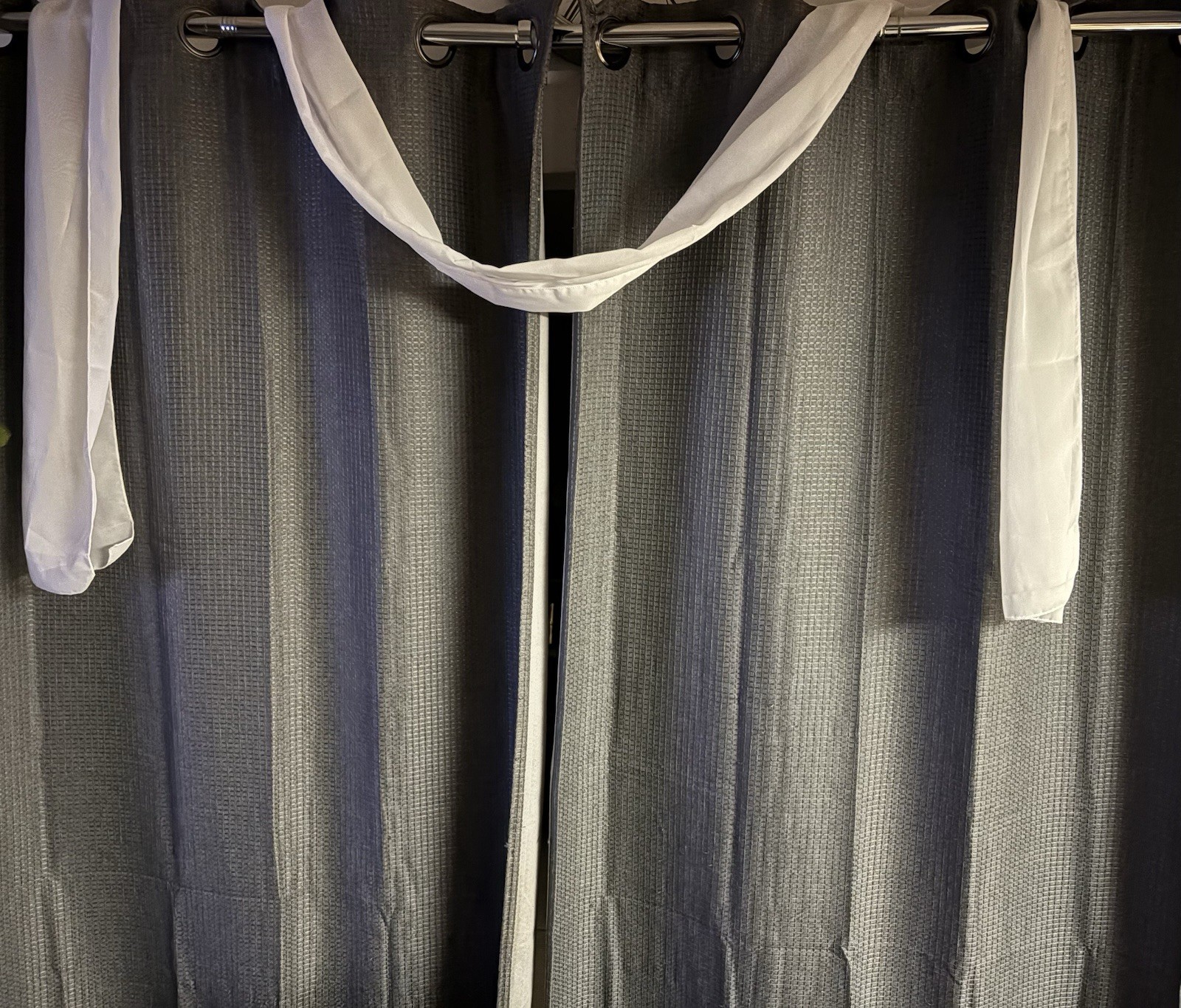 (2Panels) Sheer White Window Or Wedding Scarf 120” X 12” Tie String Included!