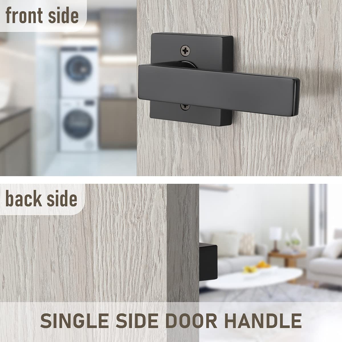 Knobwell 10 Pack Single Sided Heavy Duty Black Interior Door Handles Right/Left