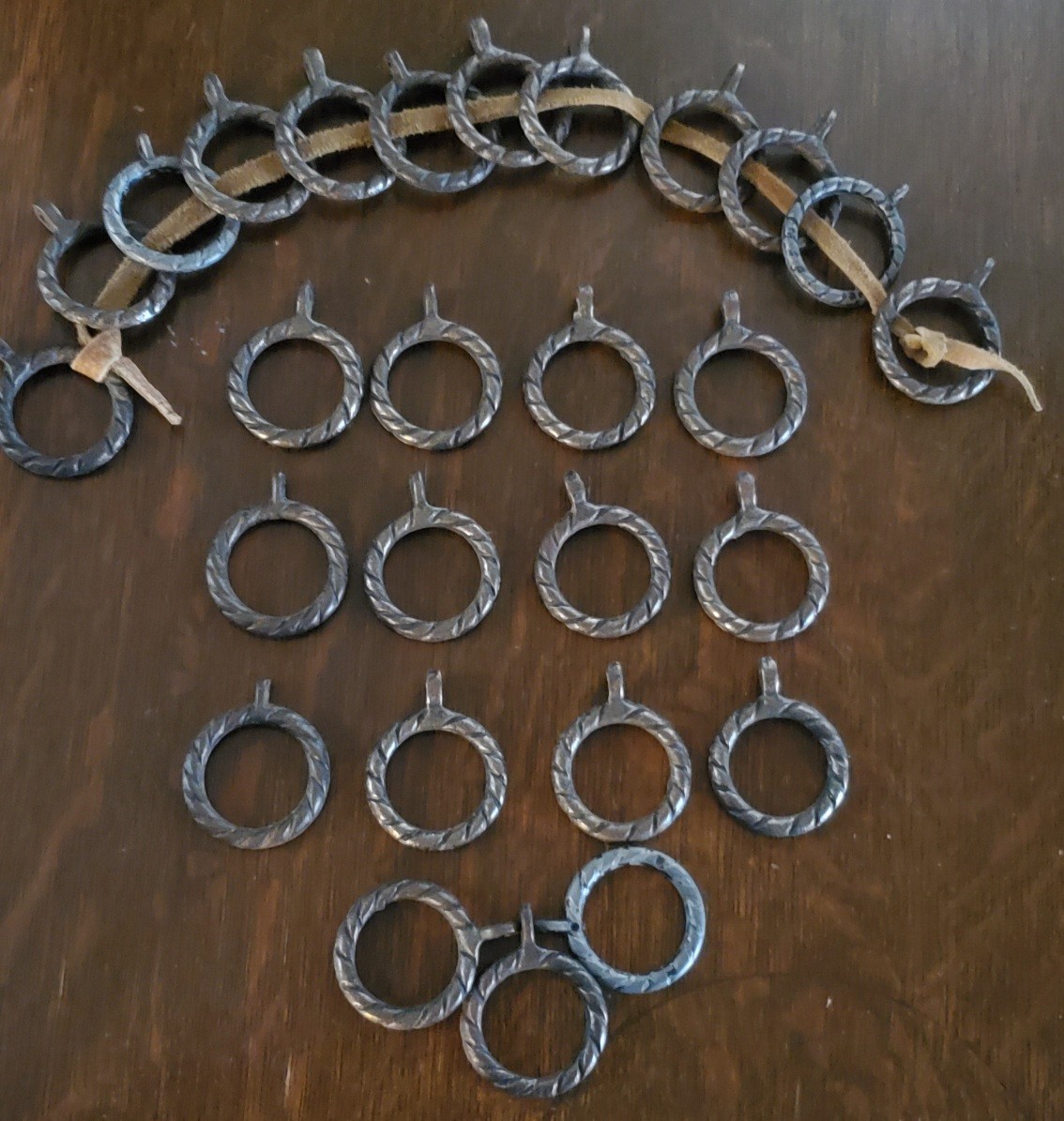 26 Solid Cast Sew-In Curtain Rings – Woven Rope Design – 1 3/4 in diamete