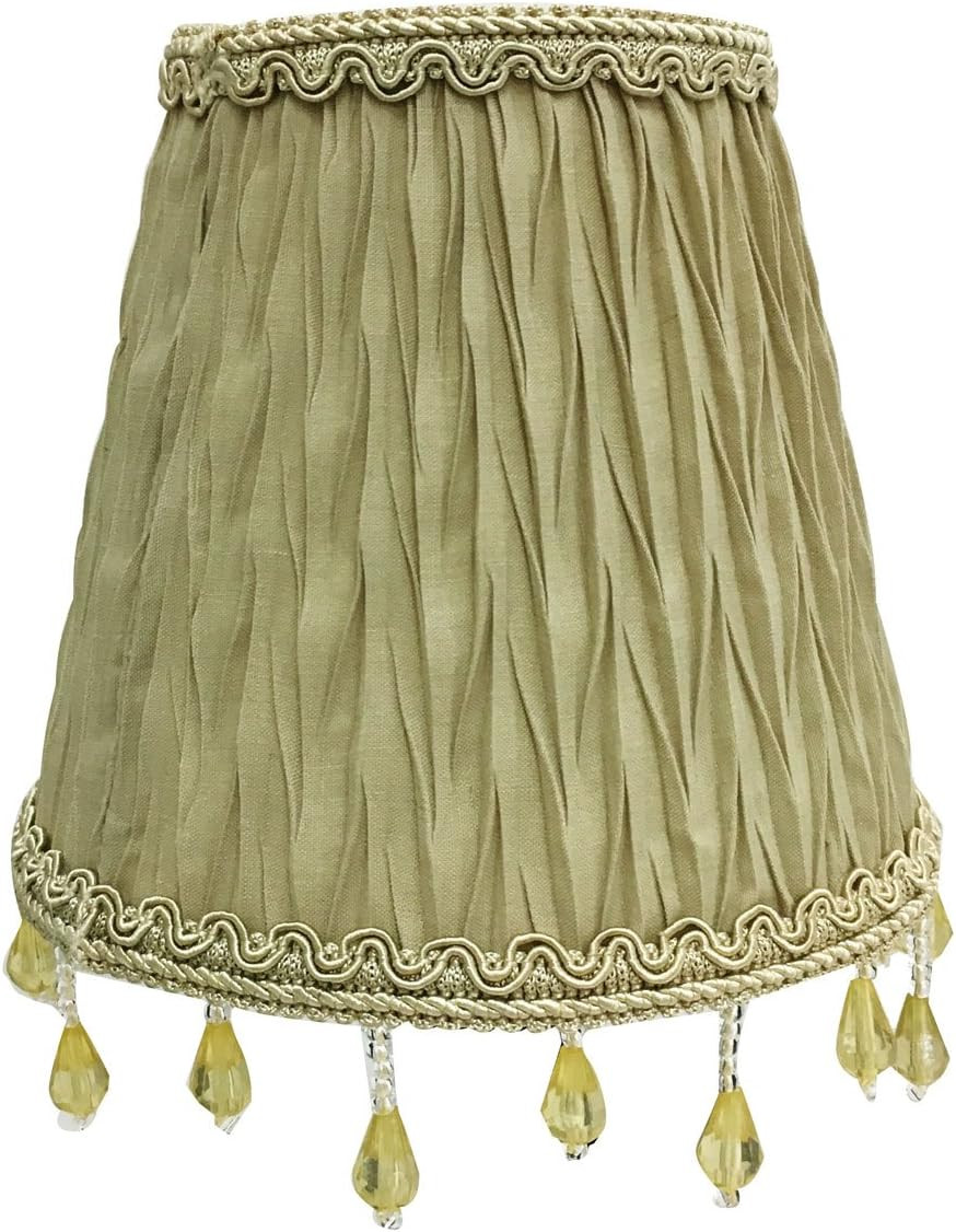 CSO-1036-5AGL Beaded Ruche Pleat Empire Chandelier Shade with Designer Trim, 3 x