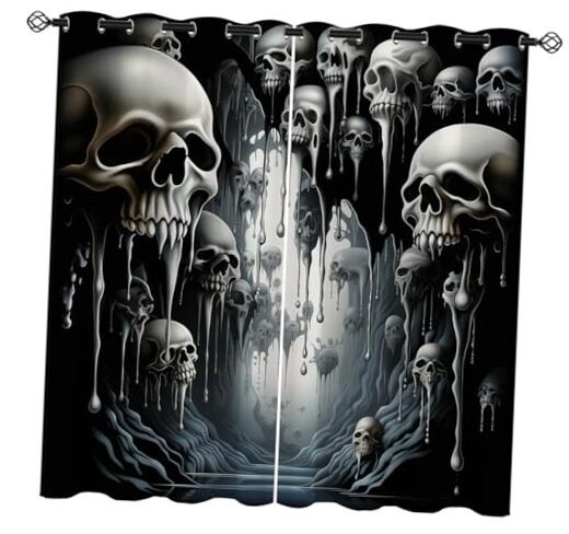 Horror Skull Blackout Curtains for 42″W x 45″L (Pack of 1) Horror Skull_03