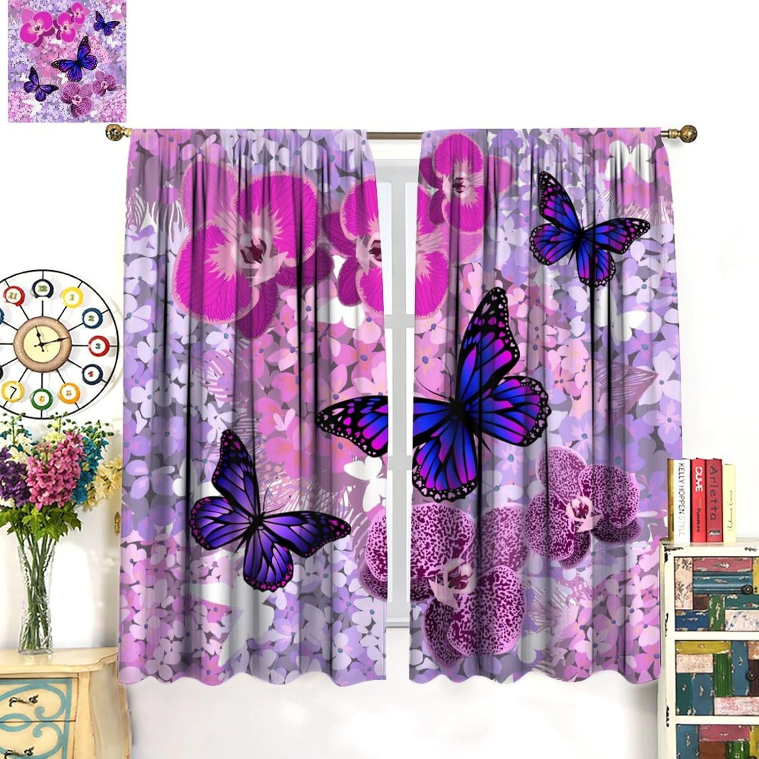 Butterfly Decor Curtains for Girls Boy Home Decor, Romantic Fantasy Butterflies