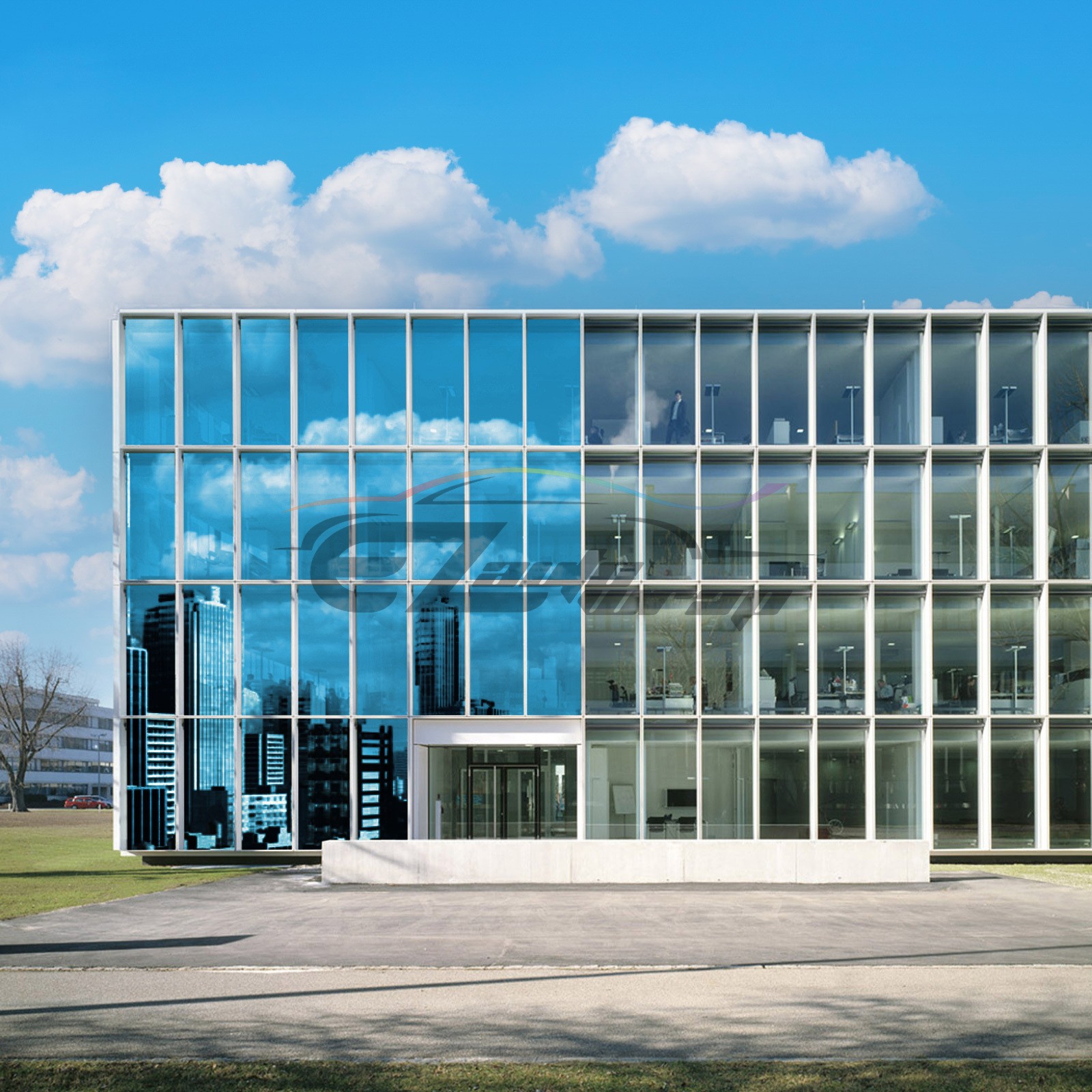 Sky Blue Chrome Window Tint One Way Mirror Film UV Heat Reflective Home Office