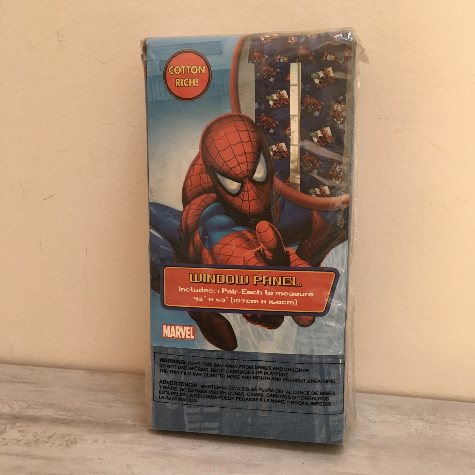 NIP 2009 Jay Franco Marvel Spiderman’ 42″ x 63″ Curtain Panel Pair Child Room