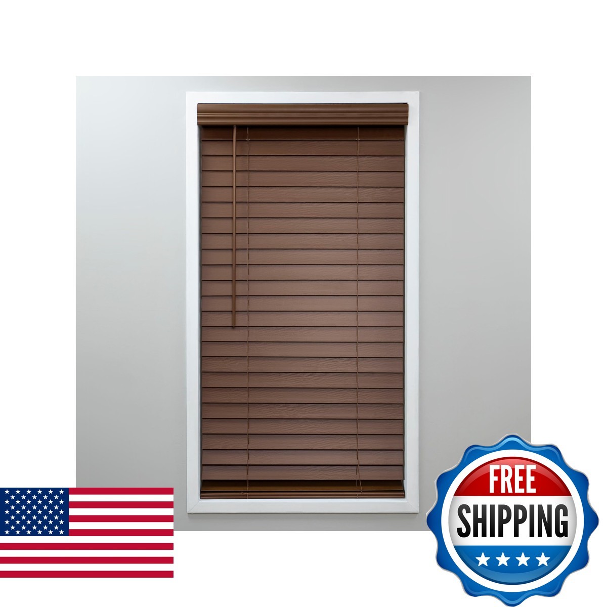 Eclipse 2In. Faux Wood Blinds 64.5W X 72L In Dark Oak – Blinds Certified