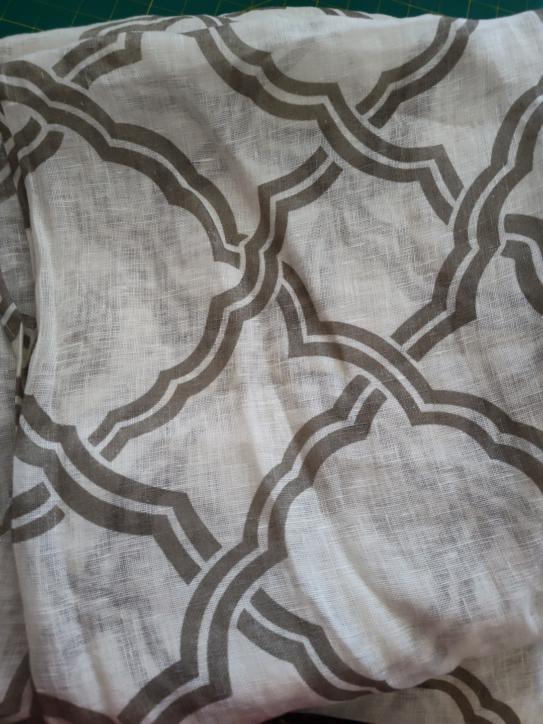 Pottery Barn Linen Sheer Curtain Panel Sage Gray 50 X 108″ “Kendra Trellis”