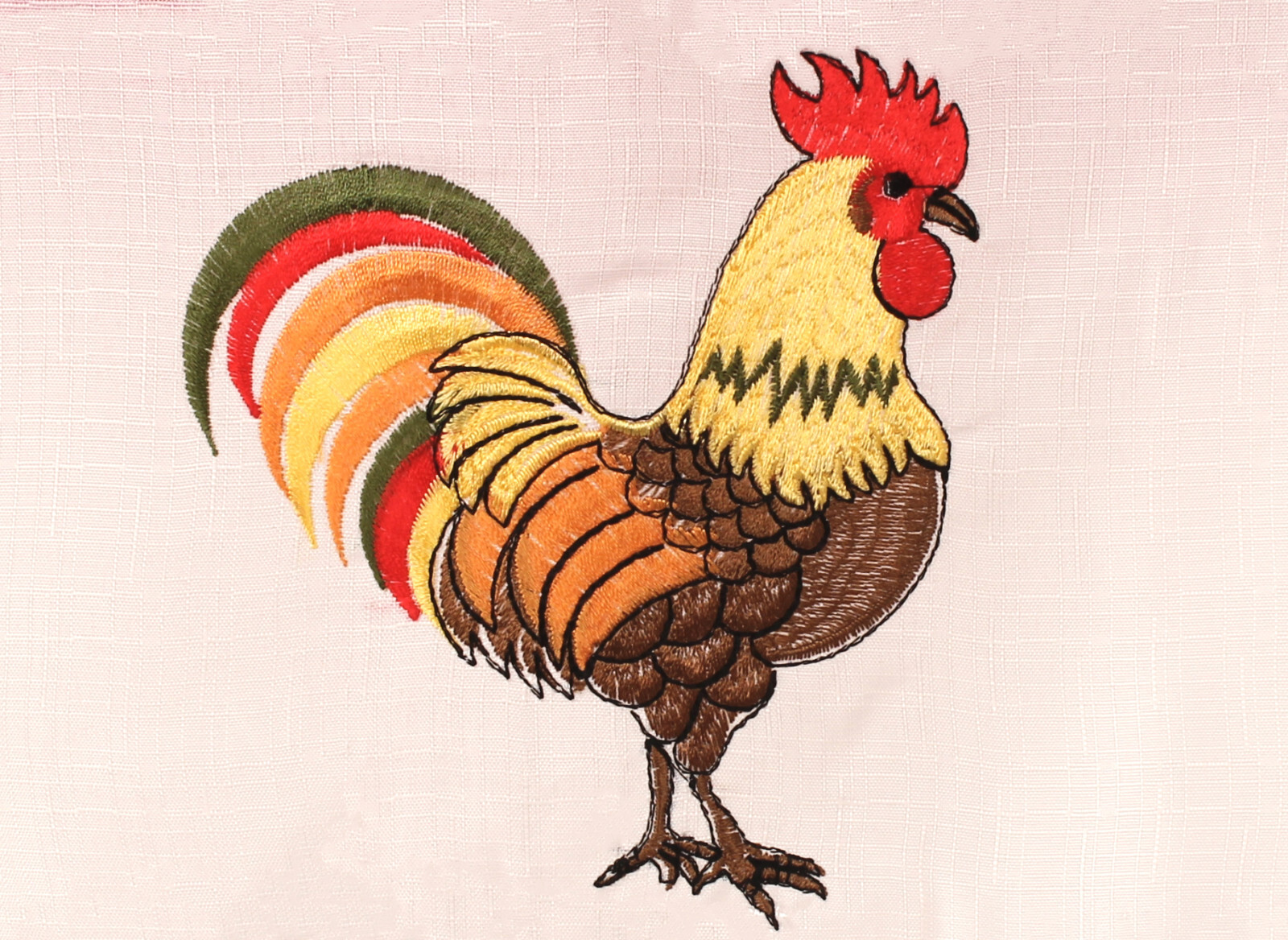 Rooster Macrame Embroidery Design Kitchen Curtain with Swag and Tier Set 36 inch