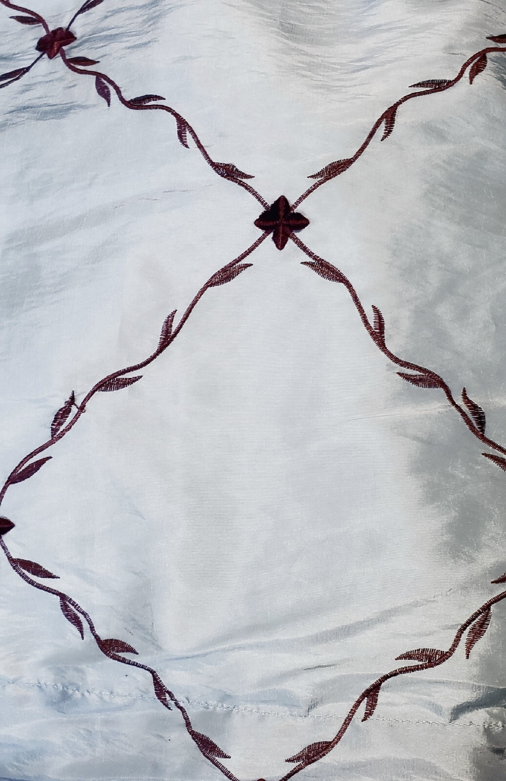 Classic Home Curtain (1) Aqua/Turquoise Lightly Lined Embroidered Trellis Design