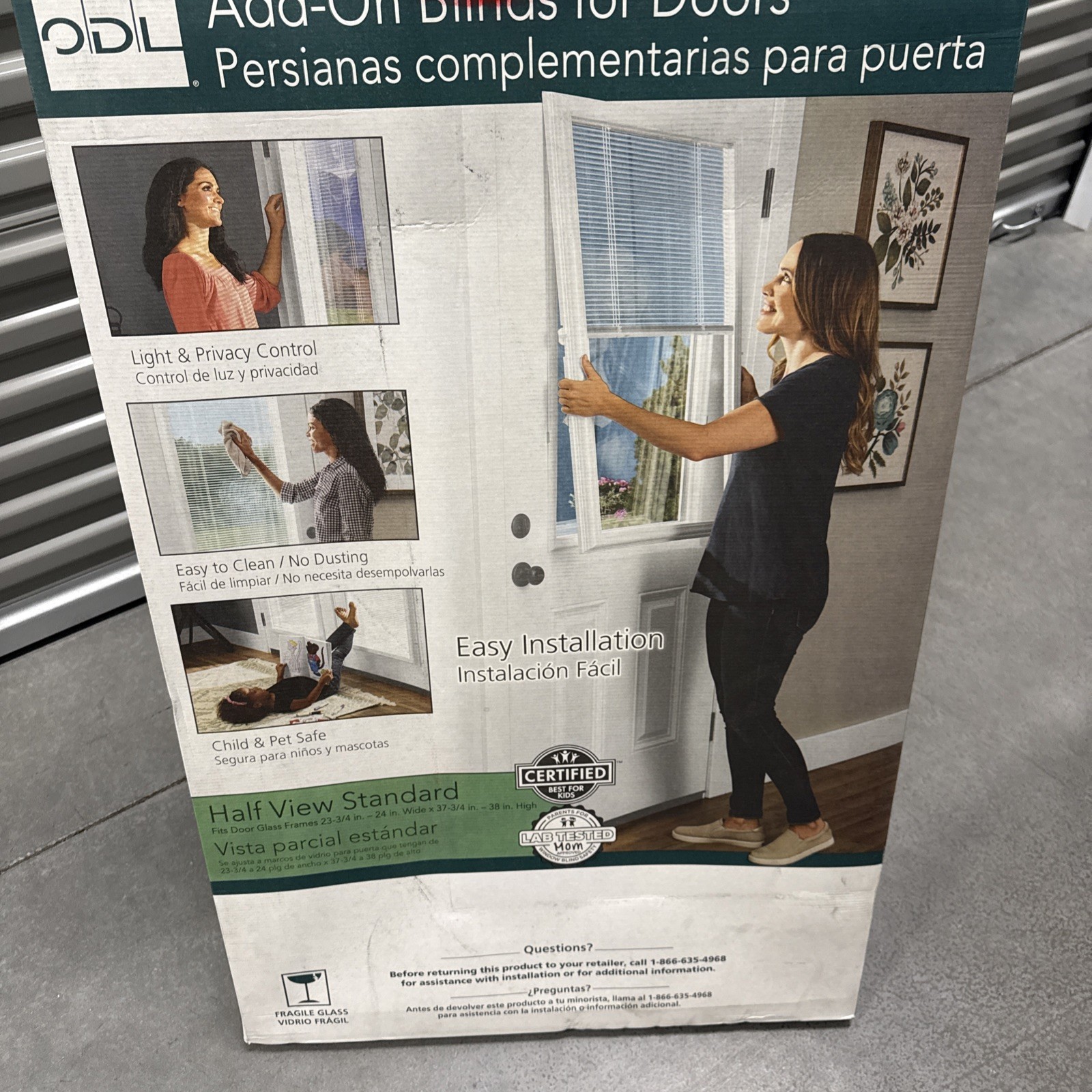 ODL White Cordless Add-On Blinds for Raised Frame Doorglass 23.75×37.75in Fit