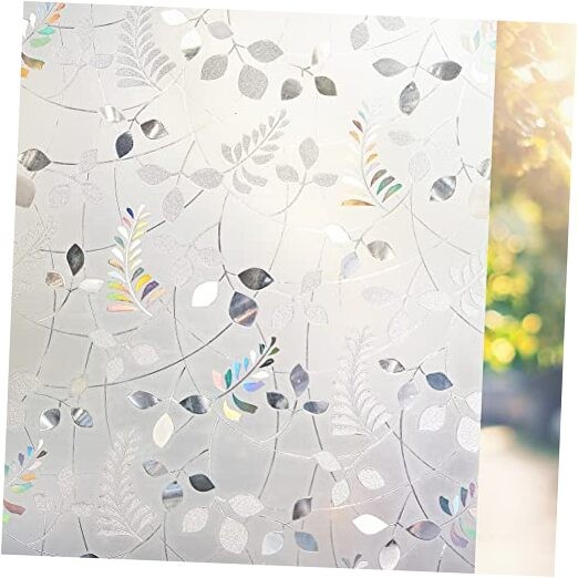 Window Privacy Film Stained Static Cling Glass Film 23.6 x 78.7 Inch 3d Leaf