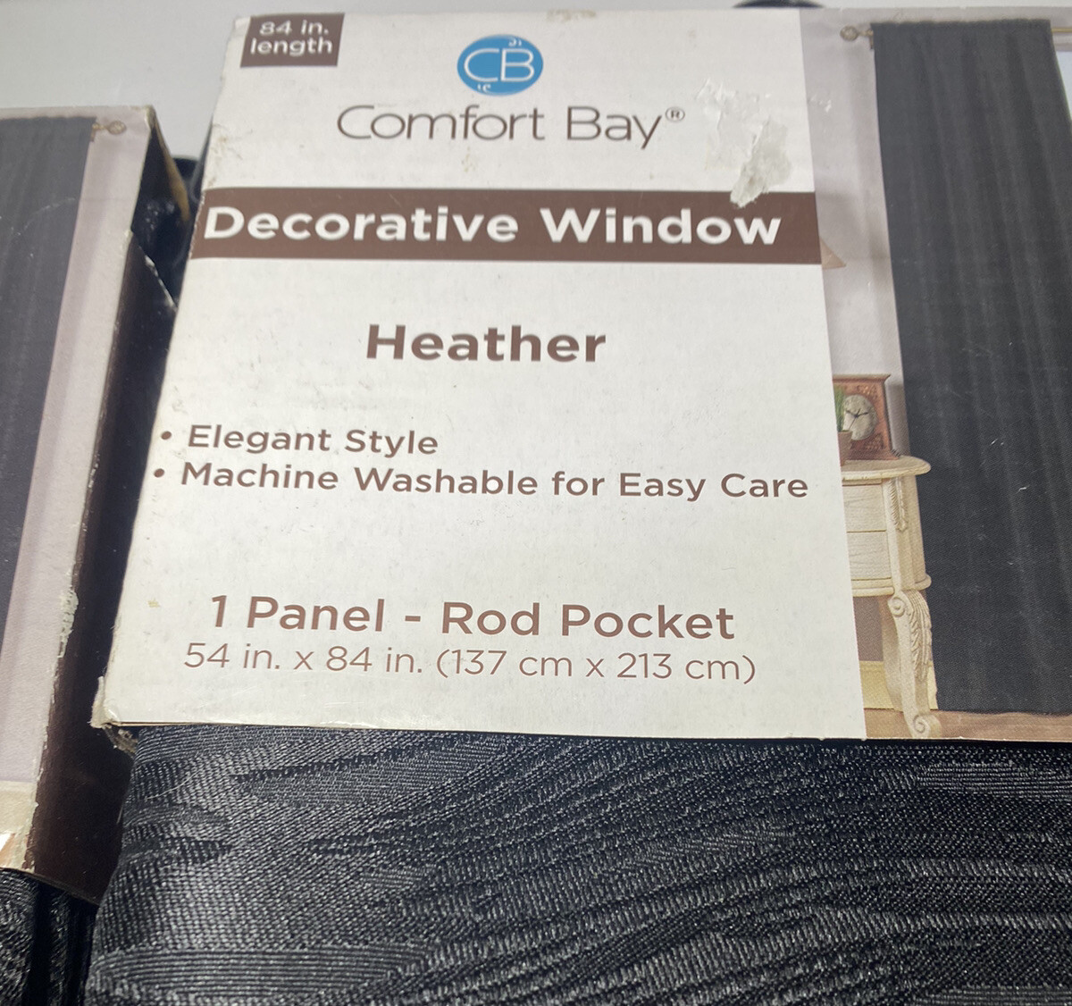 2 Panels Black Heather Curtains Size 54” × 84” Long Each Panel