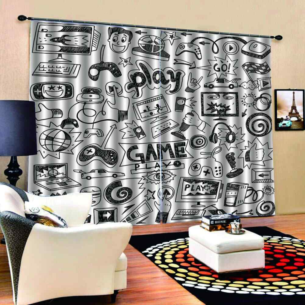 Daily recreational activities Printing 3D Blockout Curtains Fabric Window