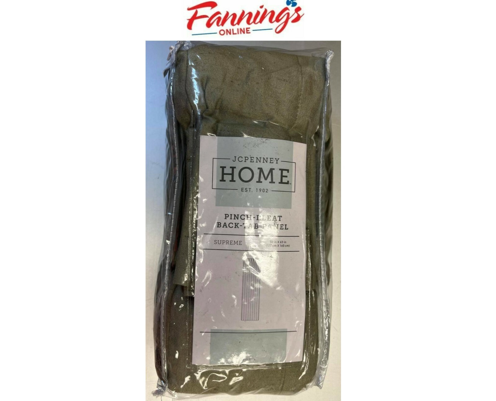Jc Penney Home Pinch-Pleat Back-Tab Panel Supreme ‘’50in X 63in’’ Sliver Sage
