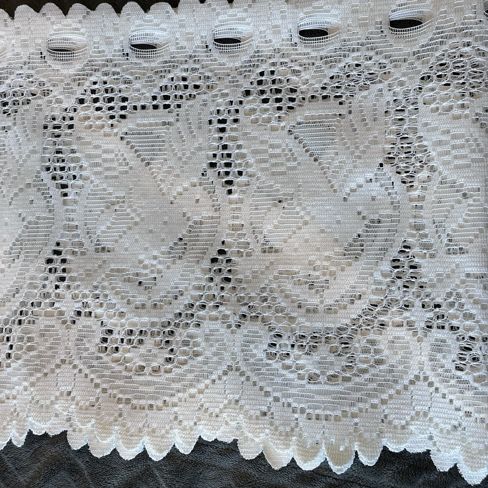 Beautiful White Doves Repeat elegant white lace valance material 11” x 20 feet