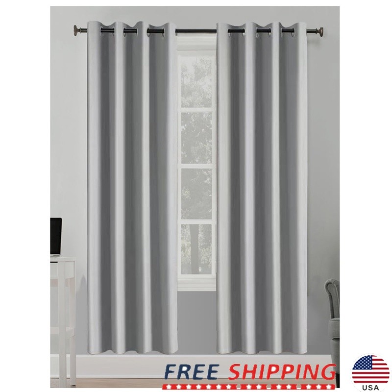 Herringbone Blackout Curtain Panel Grommet Room Darkening Thermal Insulation New