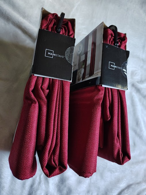 New-2 Pair, Blackout Panel Curtain (4) Panels, 37″w x 84″L, Mainstays, Dark Red