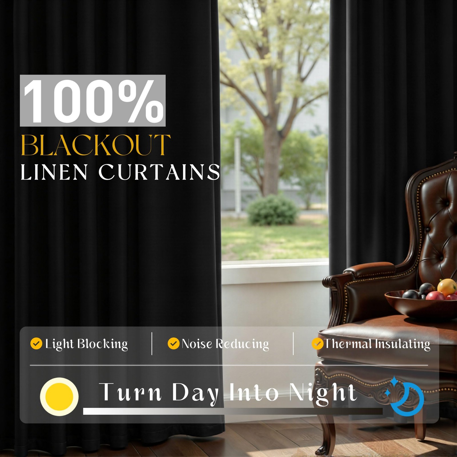 54 Inch Black Out Curtains for Bedroom 2 Panels Set, Cream