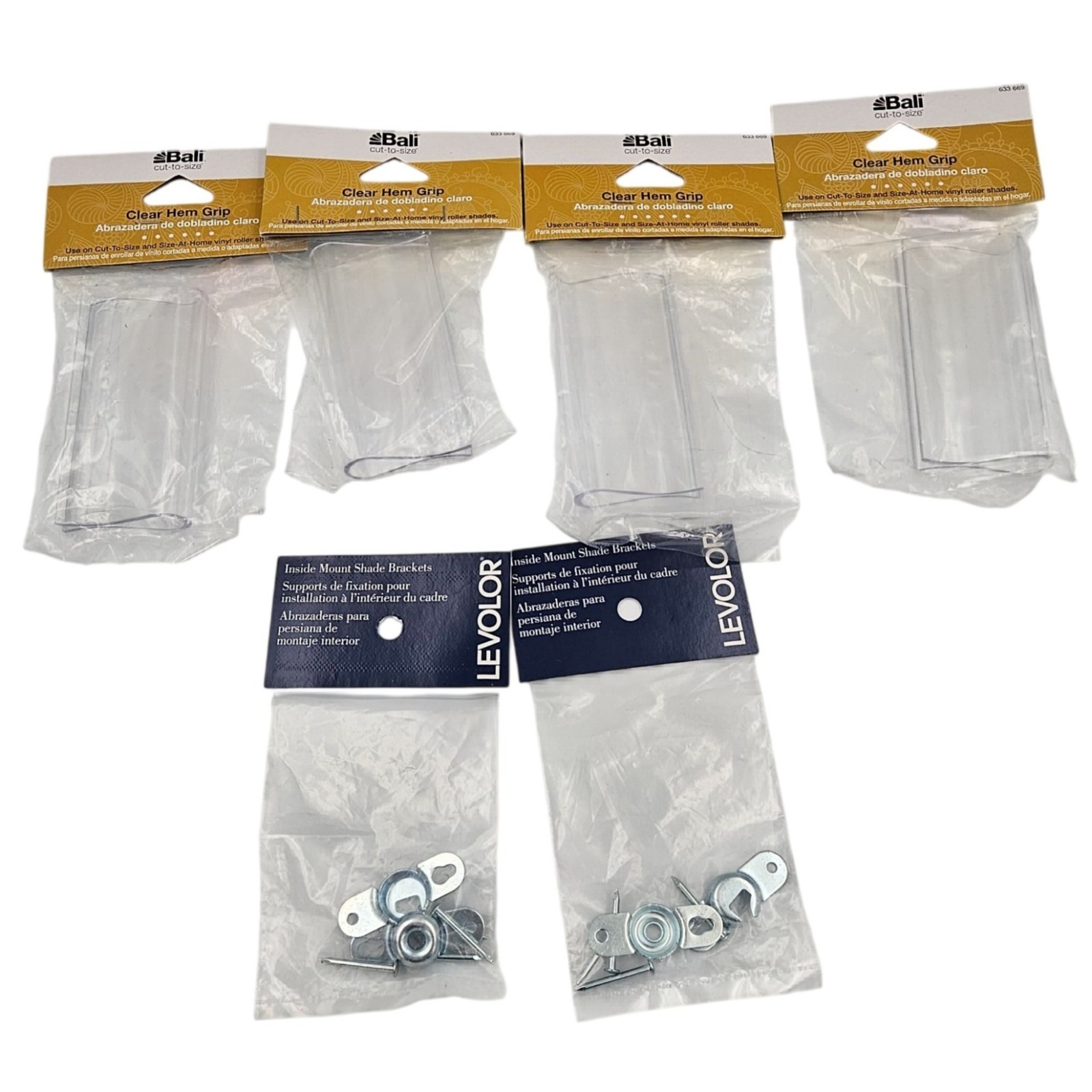 Bali Roller Shade Hem Grips & Levolor Inside Mount Shade Brackets Set Of 6