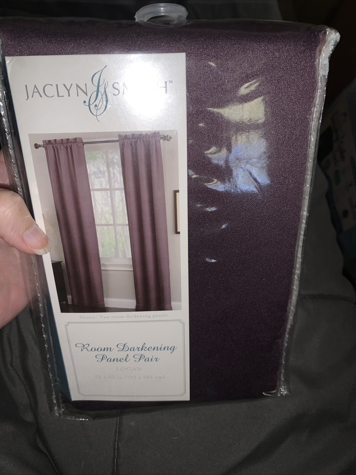 Jaclyn Smith Room Darkening Panel Pair Logan 52”x63” 100% Poly Dark Purple Plum