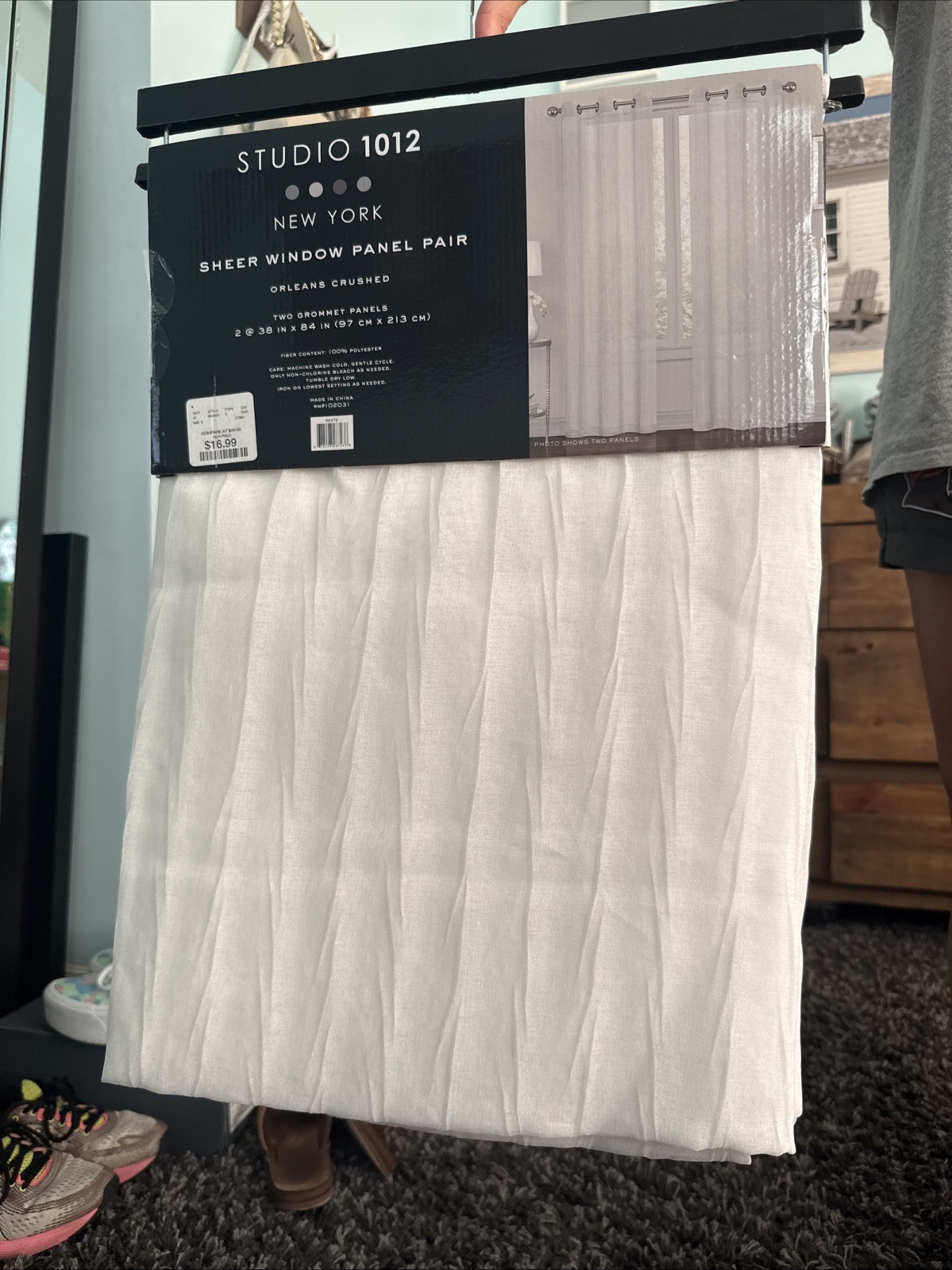 Sheer white window panel pair