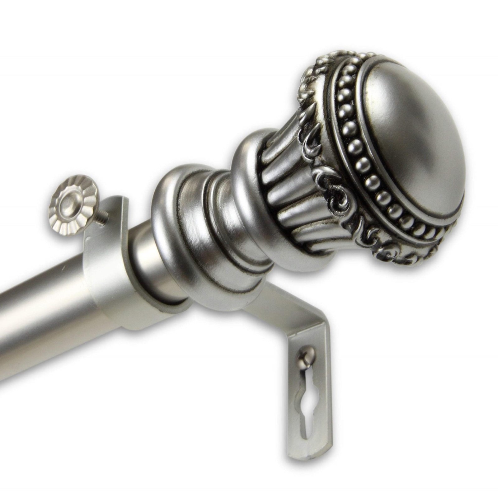 InStyleDesign Trinity 1 inch Diameter Adjustable Curtain Rod Satin Nickel 48 to