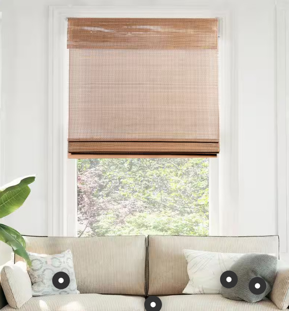 Light Filtering Cordless Natural Woven Bamboo Window Shade 47″W x 64″L – Acorn