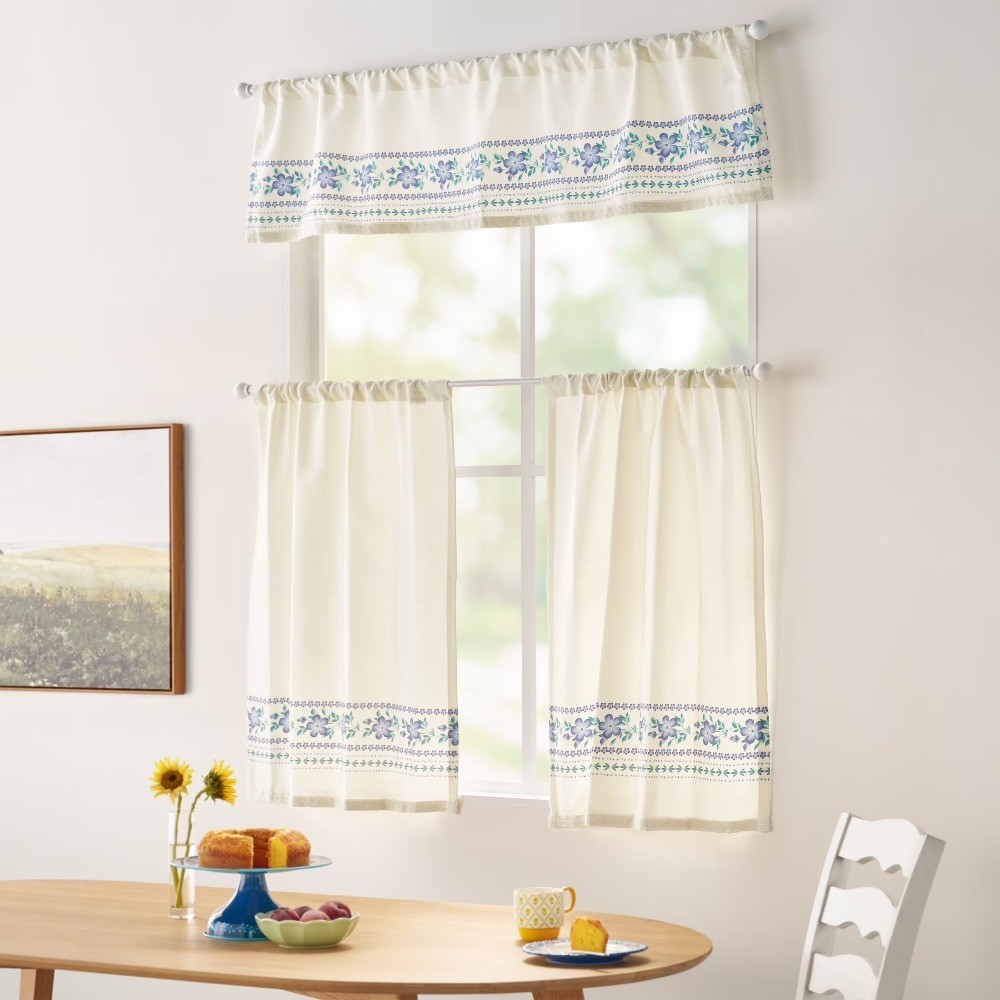 Hattie Border 3 Piece Tier Set, Teal & Perri, Blue/Green, Recycled Polyester,
