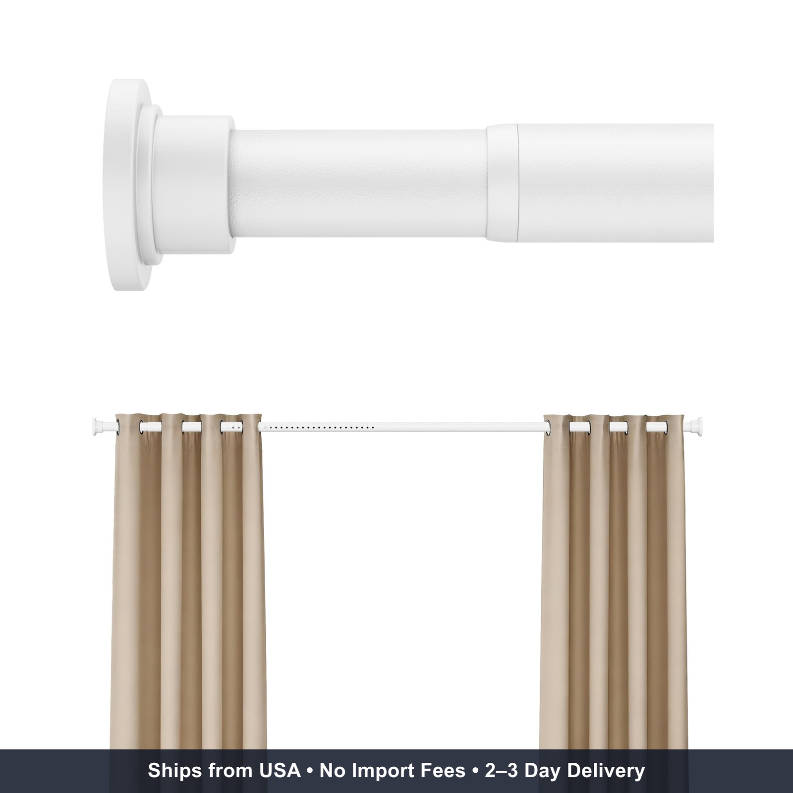Heavy Duty Tension Curtain Rod by EZFurni, 42 to 123 Inches, Anti-Slip Spring Lo