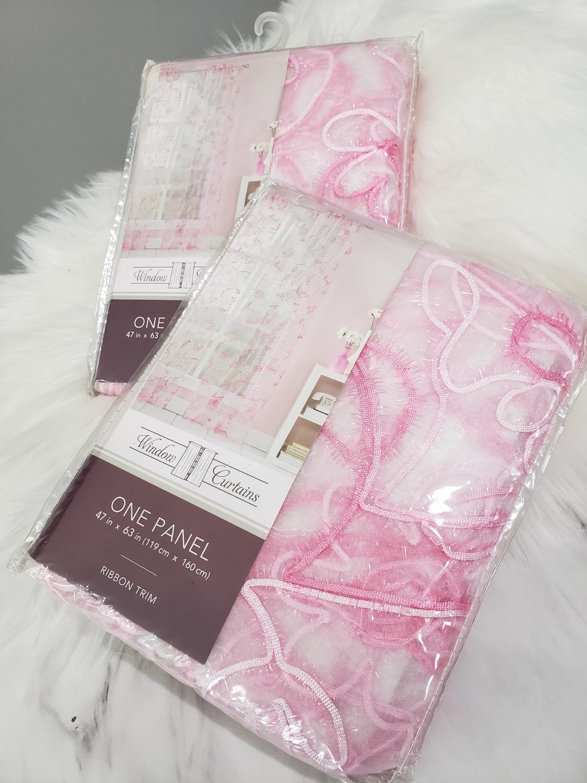 NEW Floral Doodle Flowers Sheer Curtain TWO PANELS 47×63 Pink White Girl Bedroom