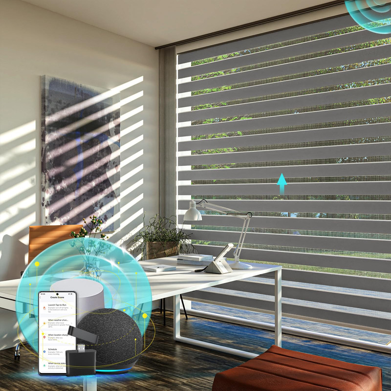 Citolen Motorized Zebra Blinds Remote Smart Dual Layer Automatic Shades Privacy
