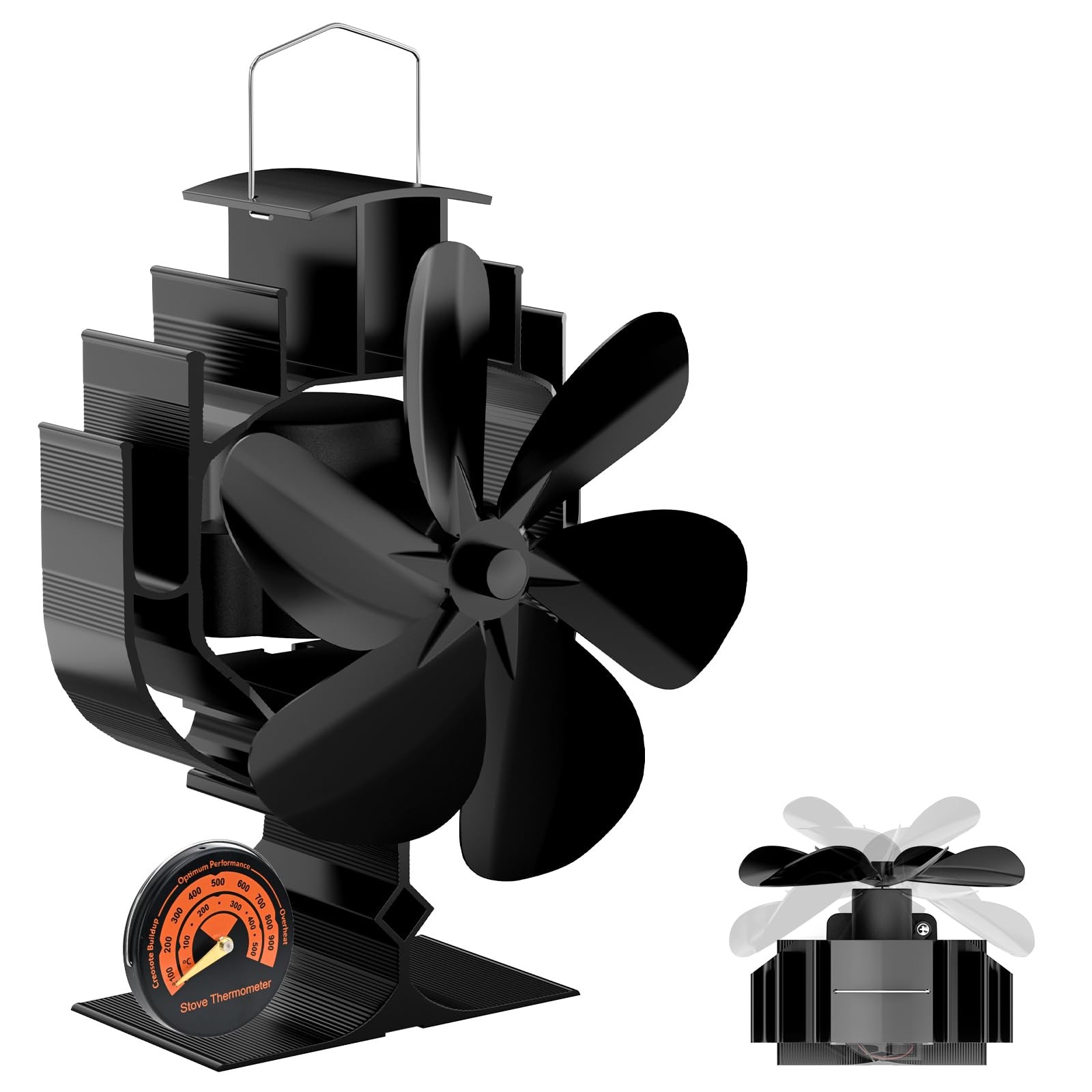 Oscillating Wood Stove Fan – 60° Left-Right Rotation, 6-Blade Heat Powered Fi…