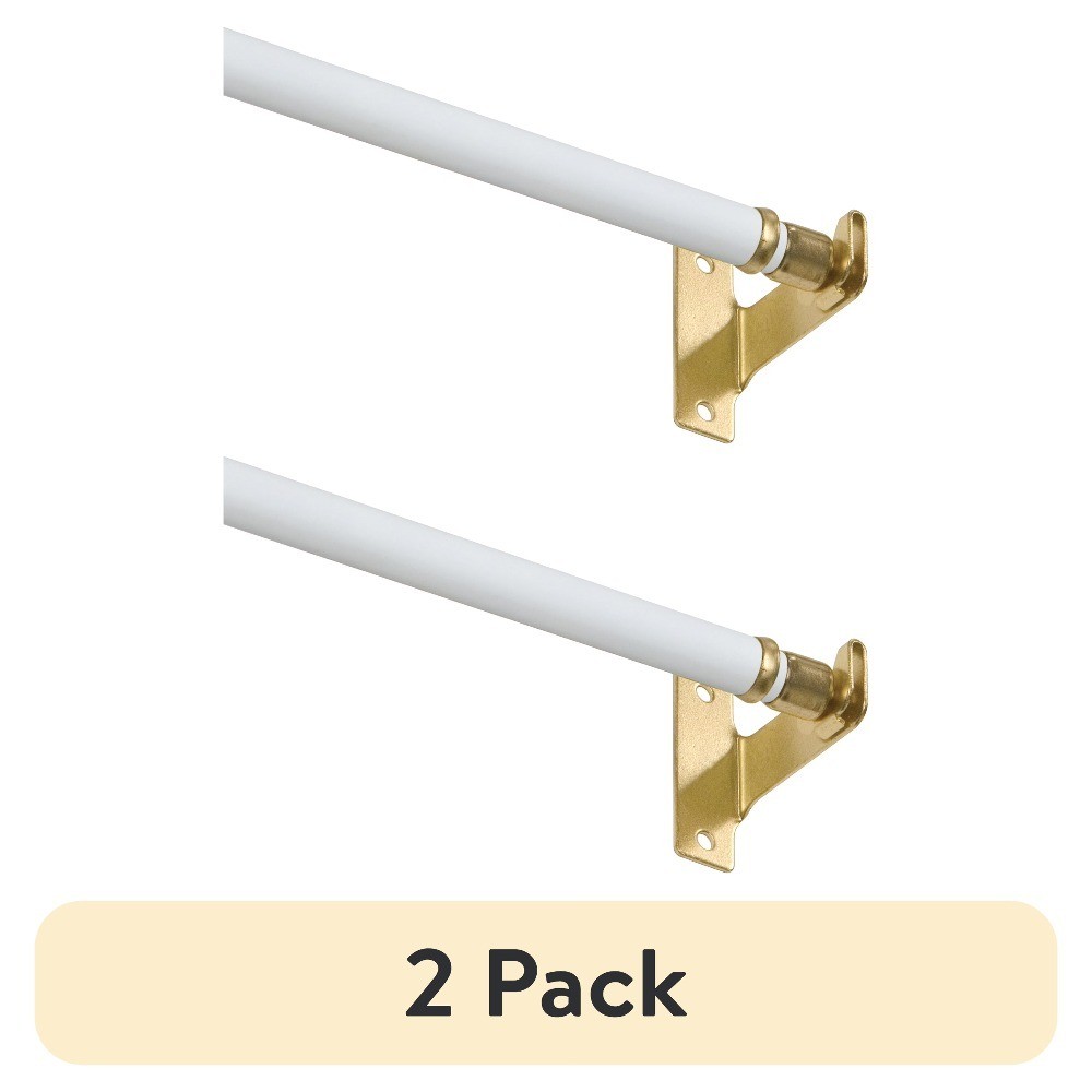 (2 pack) 48-84″ Adjustable Round Sash Curtain Rod, 7/16″ Diameter, White Finish