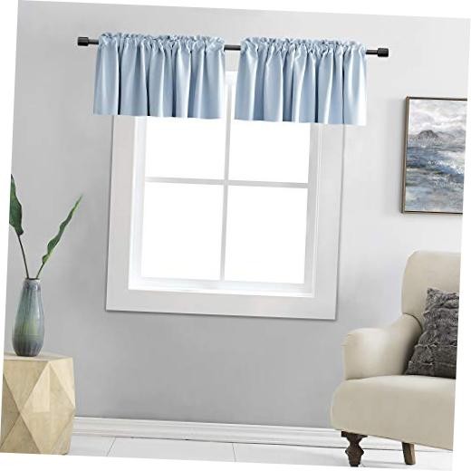 12 Inches Long Valances for Windows – 2 42″W x 12″L (Pack of 2) Light Blue