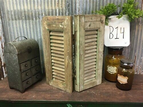 Small Green Antique Farmhouse Shutter, Wood Shutter, Architectural Salvage B14
