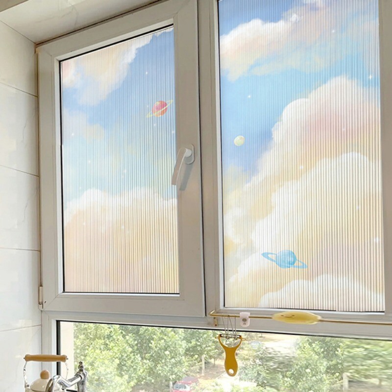 1X Static Cling Window Film Colorful Rainbow Glass Sticker Gradient Color Decor