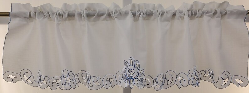 MANY SIZES Litchfield Curtain Scrolling Cutwork Flowers and Leaves Detailed