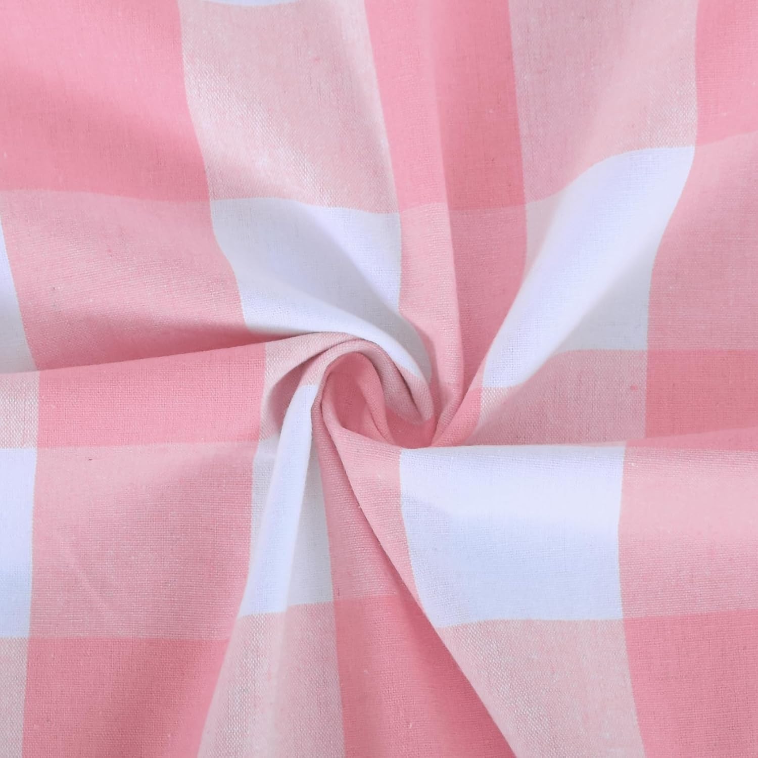 Timeless Pink & White Gingham Window Curtains 84″ with Rod Pocket – 2 Panels