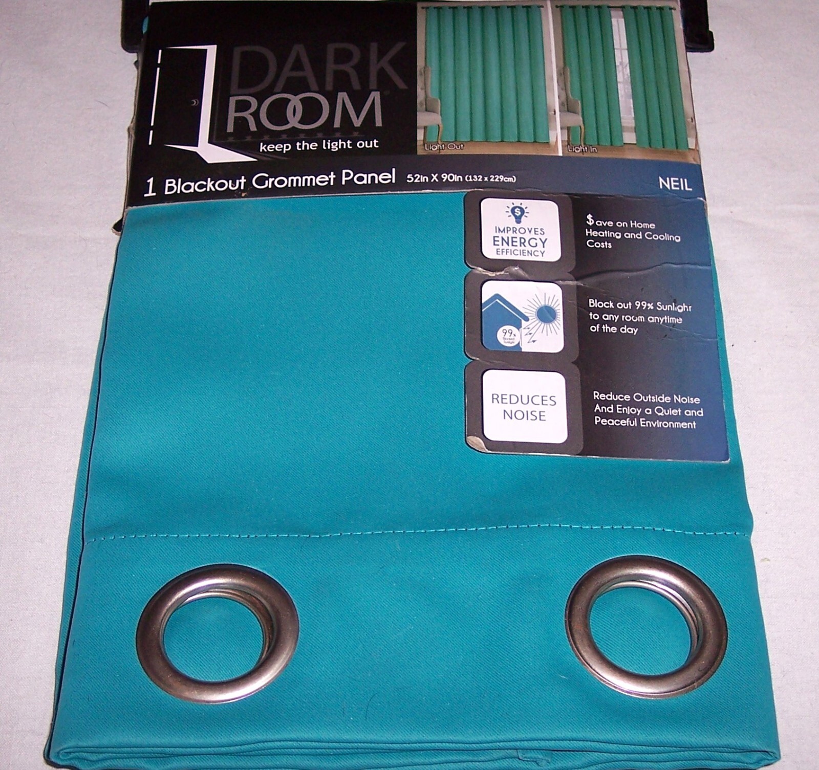 VCNY Home Neil Turquoise Solid Grommet Blackout Curtain Panel 52″ X 90″ NEW