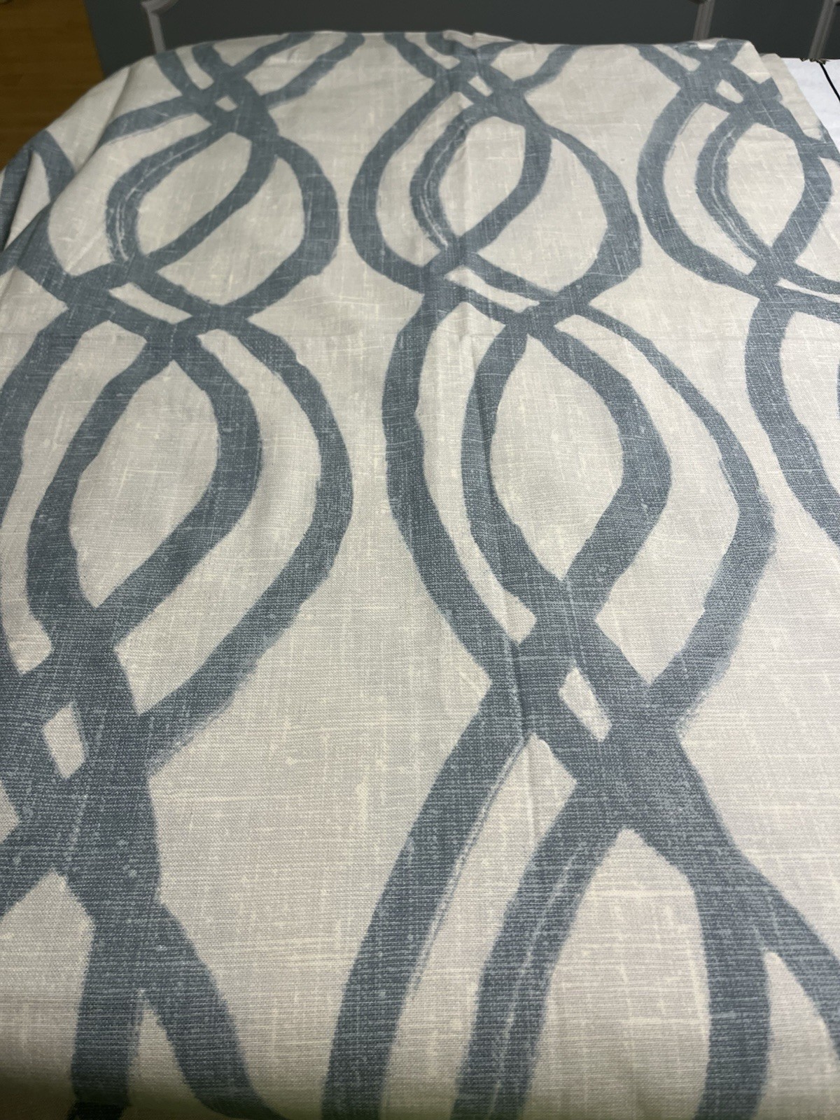Pair of West Elm Scribble Lattice Cream & Blue 48×84” per Panel