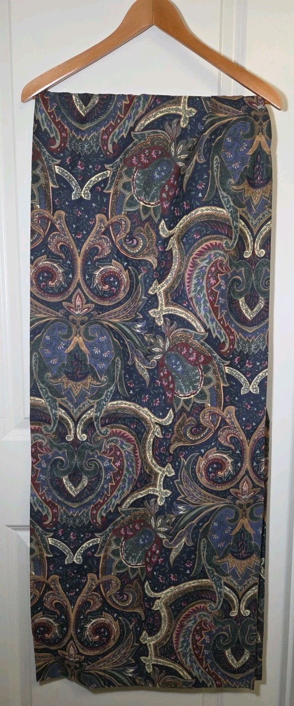 2 Vtg 90s Croscill Valances Jacobean Paisley Rod Pocket Jewel Tones 17.5×88